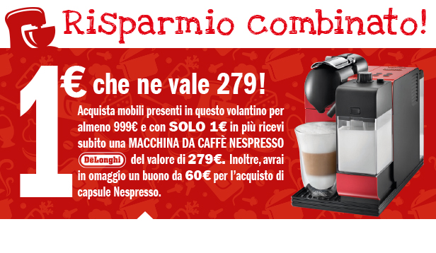 Macchina da caffè Nespresso DeLonghi a solo 1€ ed in omaggio un buono da  60€ per capsule Nespresso da Mercatone Uno, ecco come – Promozioni e sconti  da urlo
